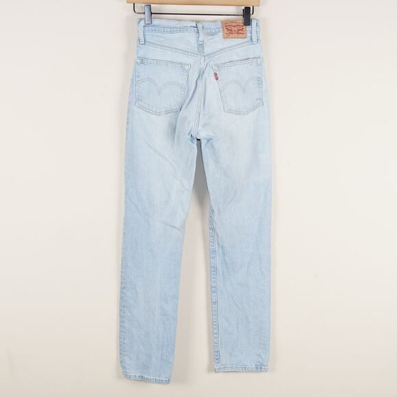 Levis 501 Original Fit Stretch Button Fly Light Wash Blue Jeans Womens Sz 25 - Picture 4 of 15